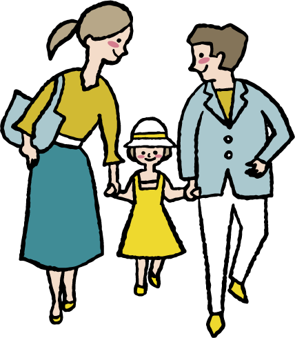 結婚相談所で成婚した男女が妊活で子どもを授かり育児に励むイメージイラスト